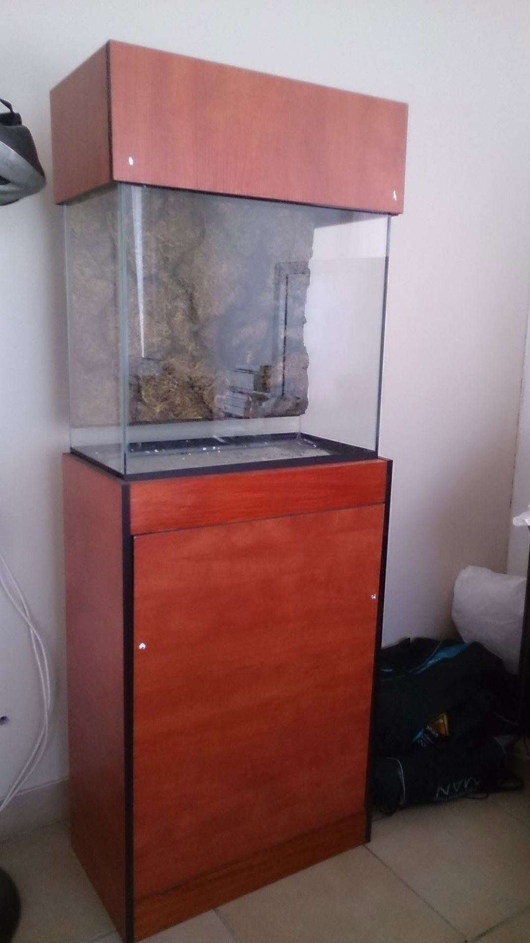 Custom timber aquarium cabinet with hood